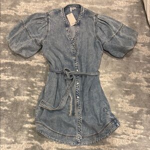 Rails Kingsley Denim Puff Sleeve Dress with Belt